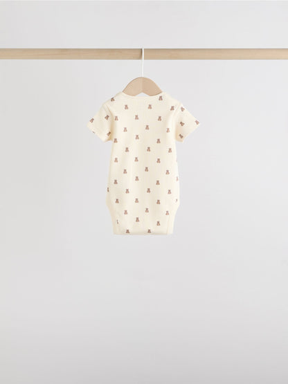 Brown Bear Short Sleeve Baby Bodysuits 5 Pack image 2