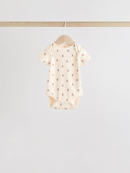 Brown Bear Short Sleeve Baby Bodysuits 5 Pack image 3