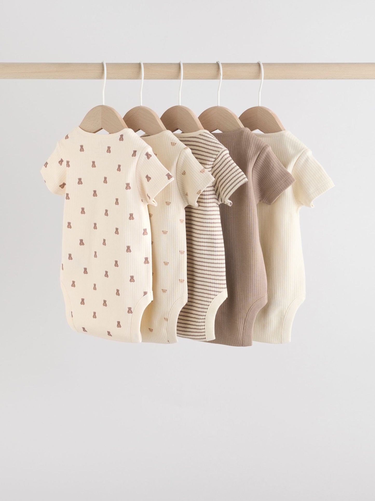 Brown Bear Short Sleeve Baby Bodysuits 5 Pack image 8