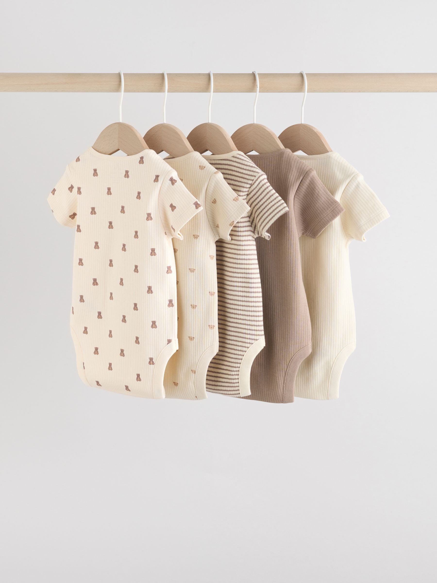 Brown Bear Short Sleeve Baby Bodysuits 5 Pack image 8
