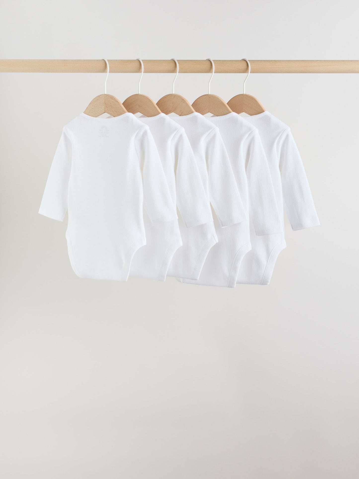 White Long Sleeve Baby Bodysuits 5 Pack image 10