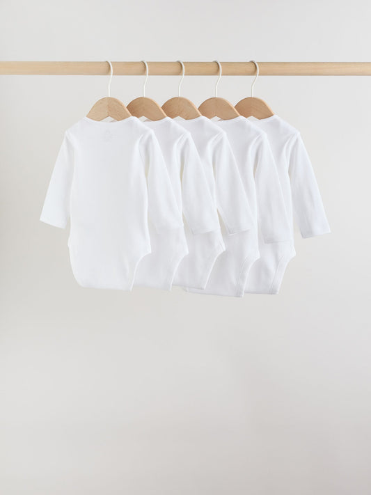 Dsiney Kidz - White Long Sleeve Baby Bodysuits 5 Pack image 2