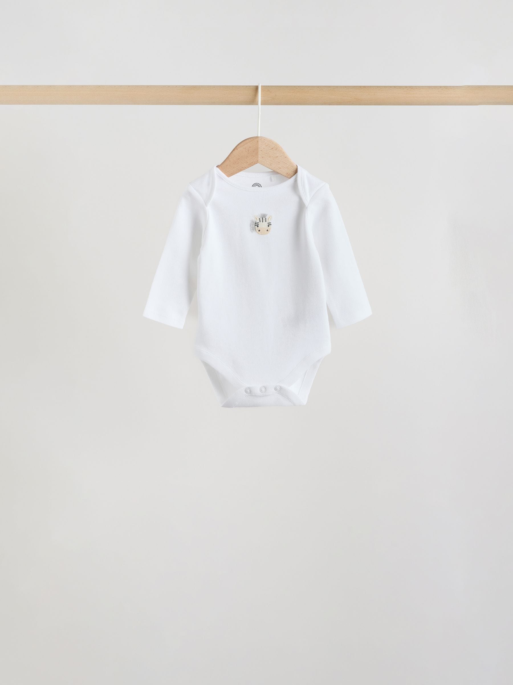 White Long Sleeve Baby Bodysuits 5 Pack image 3