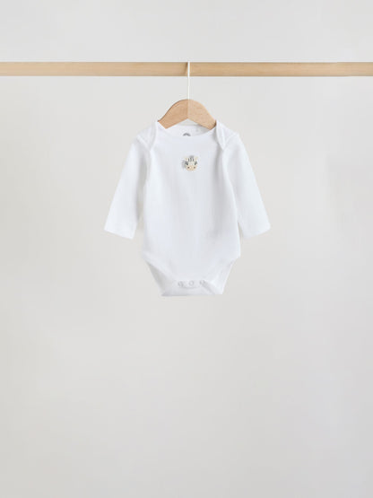 White Long Sleeve Baby Bodysuits 5 Pack image 3
