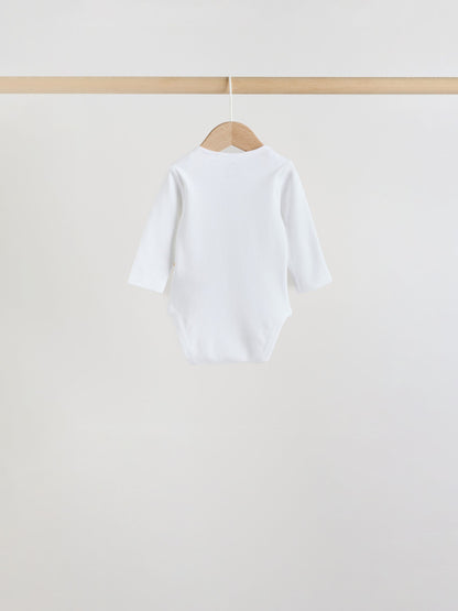 White Long Sleeve Baby Bodysuits 5 Pack image 5