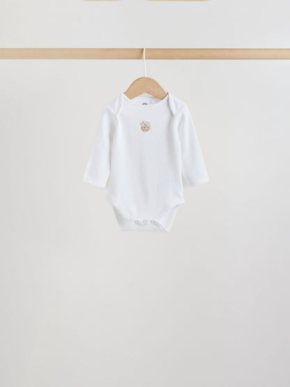 White Long Sleeve Baby Bodysuits 5 Pack image 6
