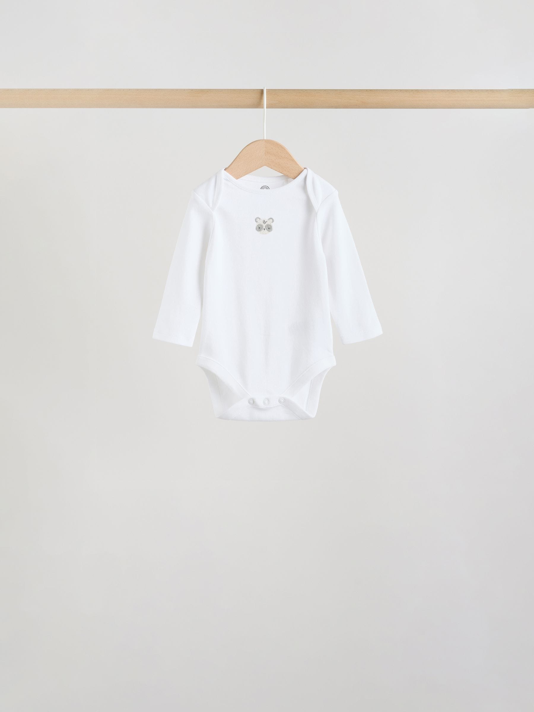 White Long Sleeve Baby Bodysuits 5 Pack image 7