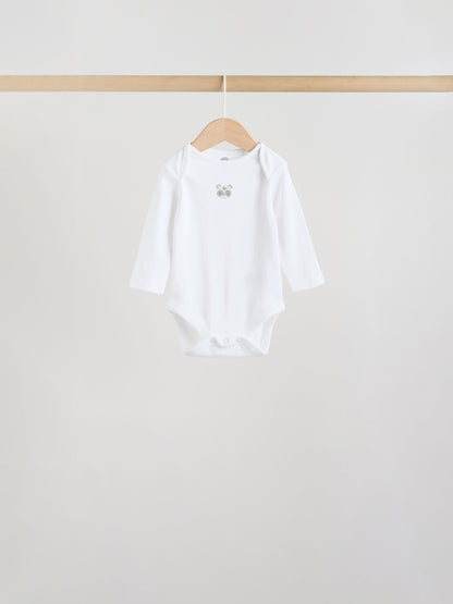 White Long Sleeve Baby Bodysuits 5 Pack image 7