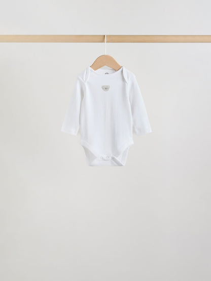 White Long Sleeve Baby Bodysuits 5 Pack image 8
