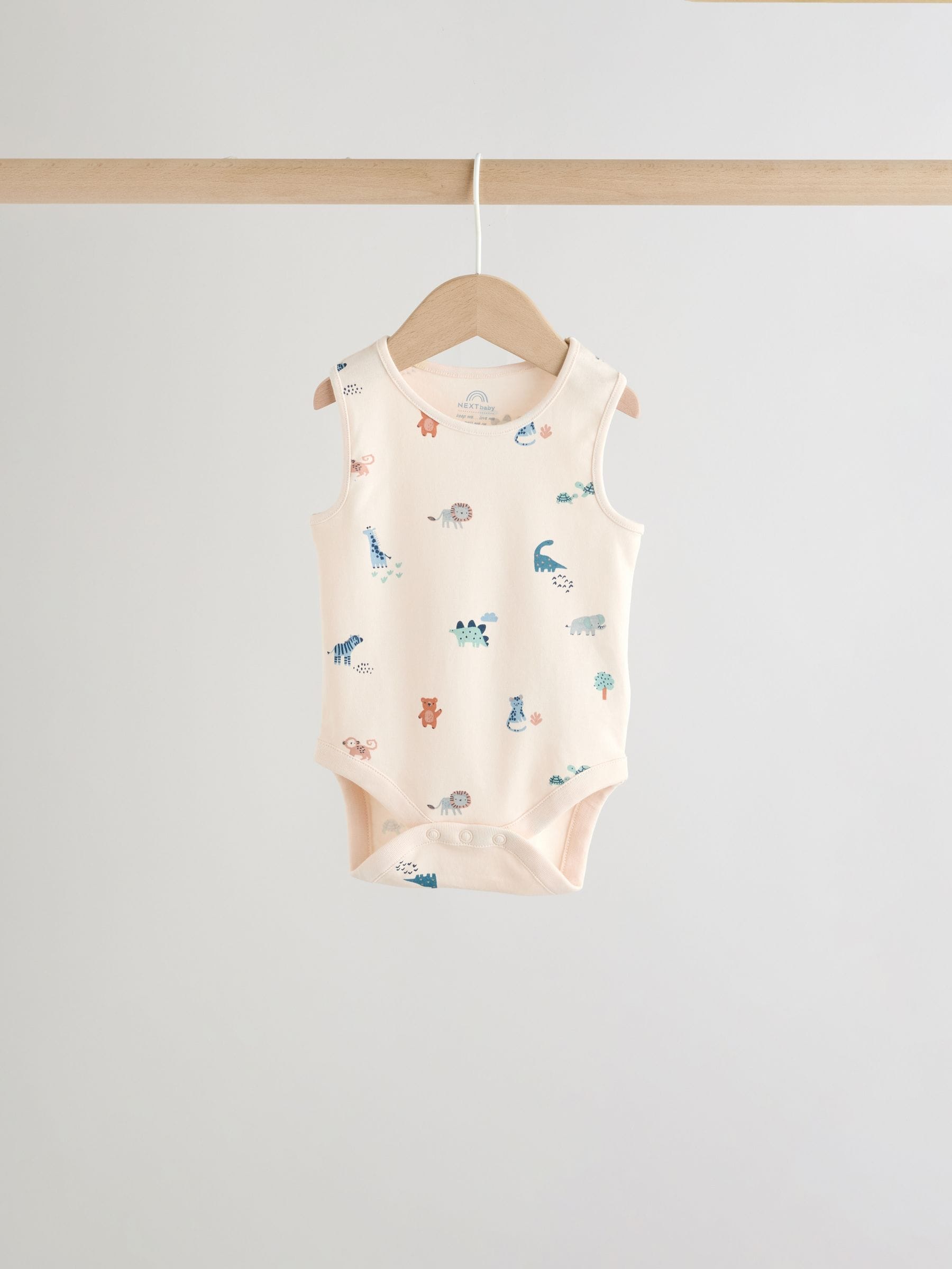 Teal Blue Miniprint Baby Vests 5 Pack image 3