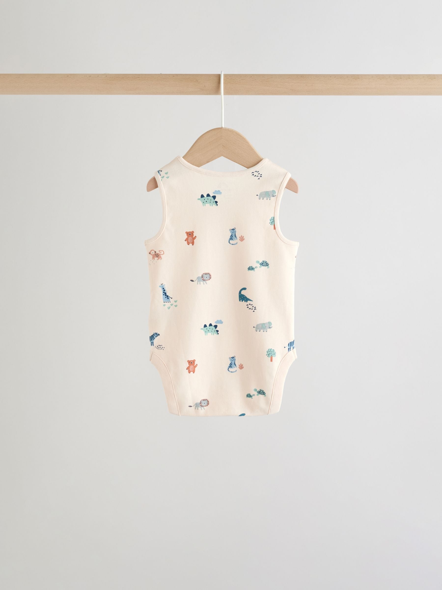 Teal Blue Miniprint Baby Vests 5 Pack image 4