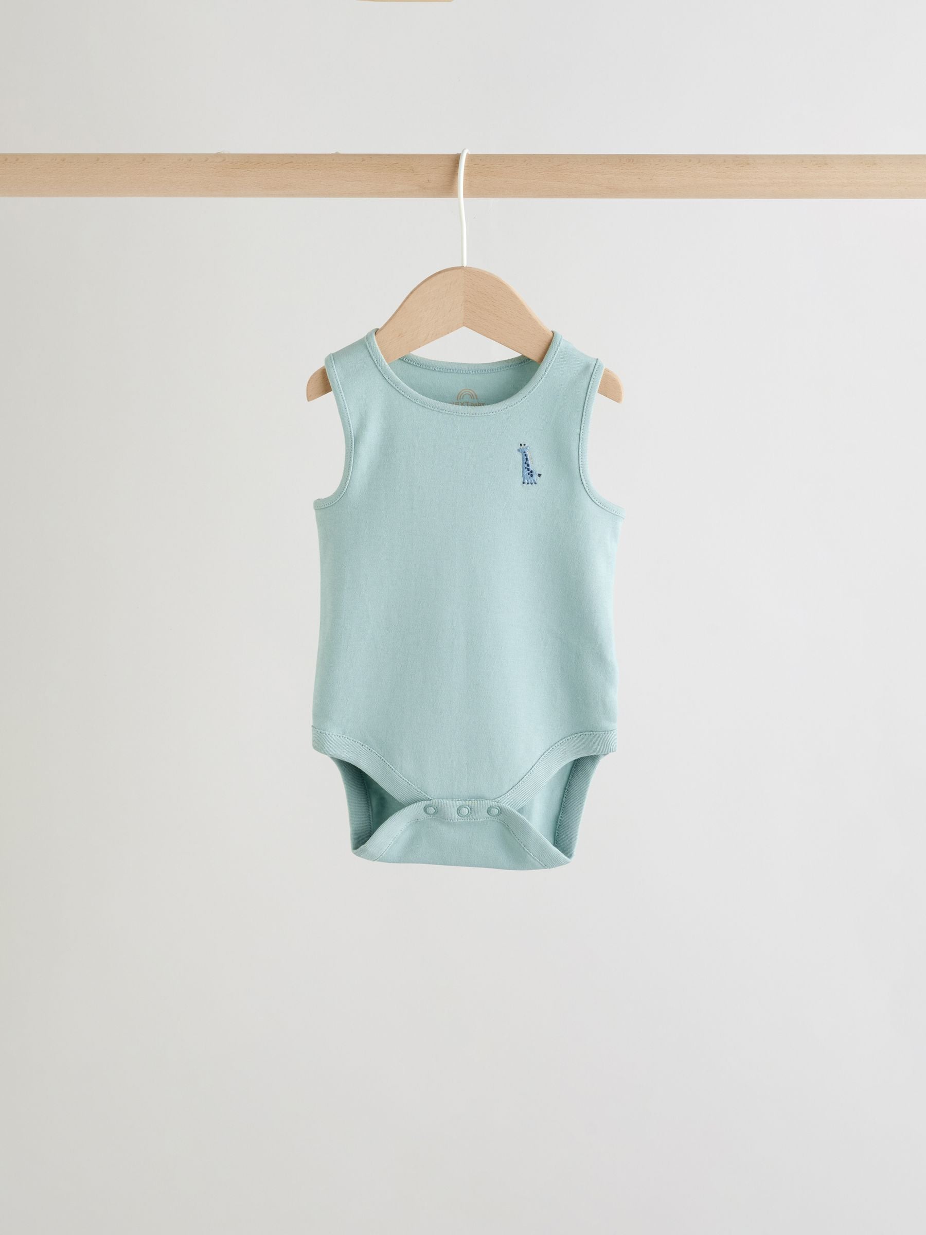 Teal Blue Miniprint Baby Vests 5 Pack image 5