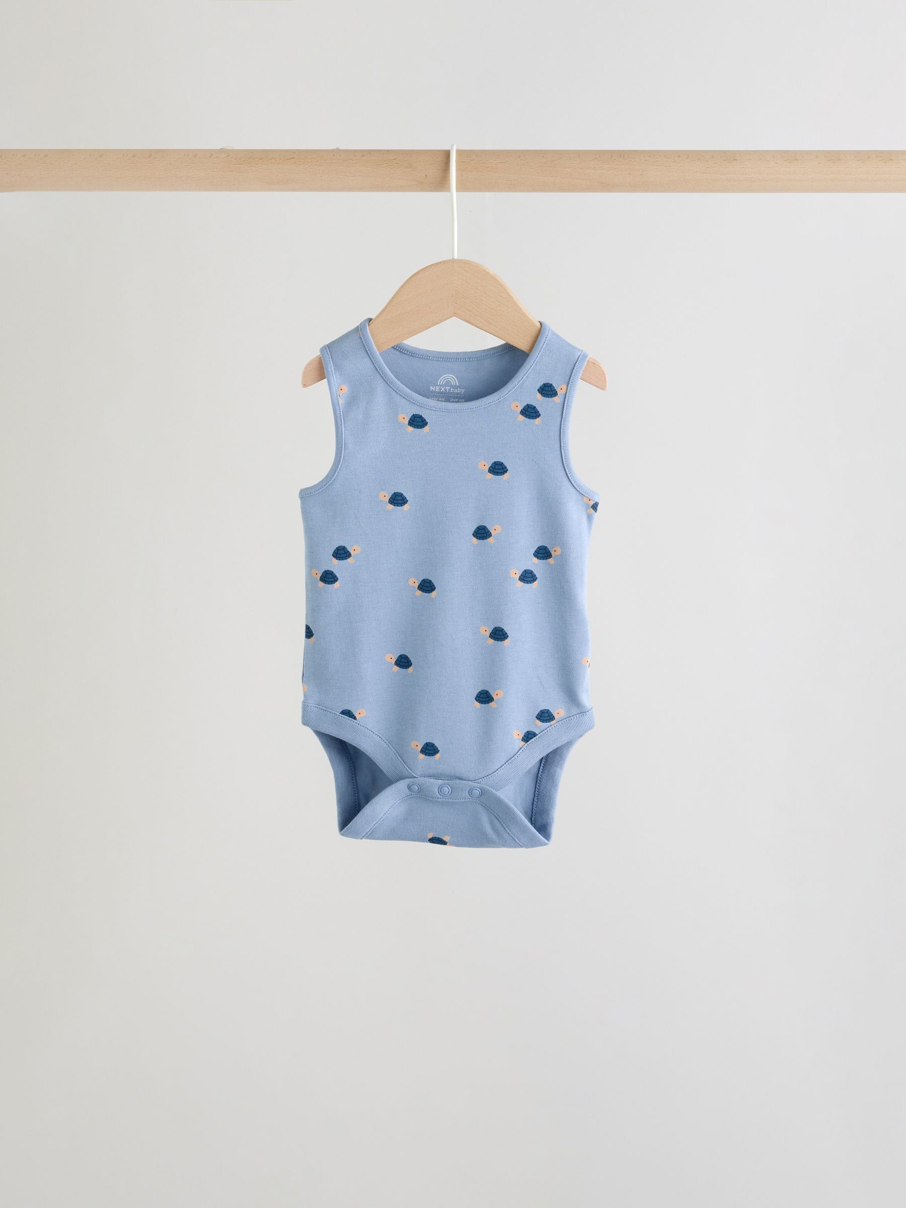 Teal Blue Miniprint Baby Vests 5 Pack image 6