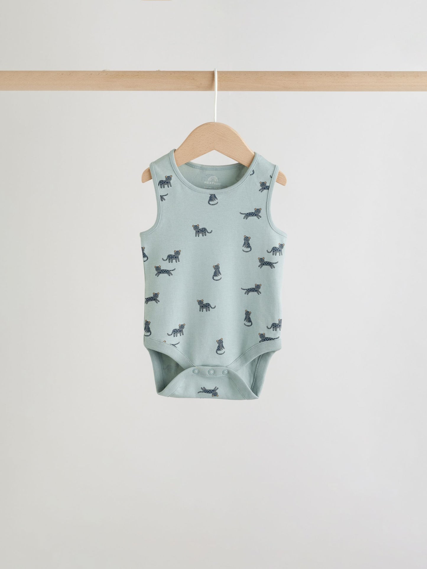 Teal Blue Miniprint Baby Vests 5 Pack image 8