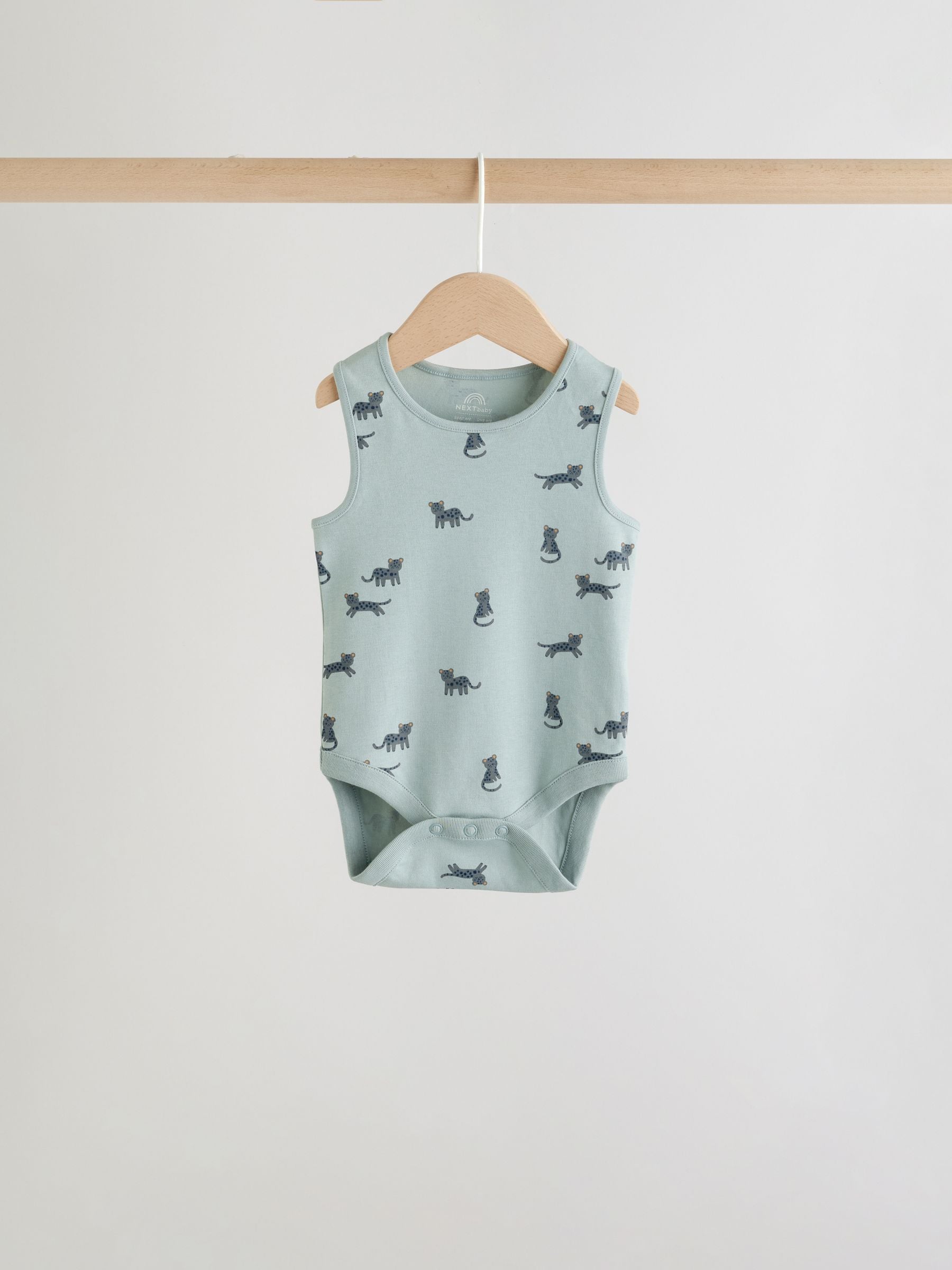 Teal Blue Miniprint Baby Vests 5 Pack image 8