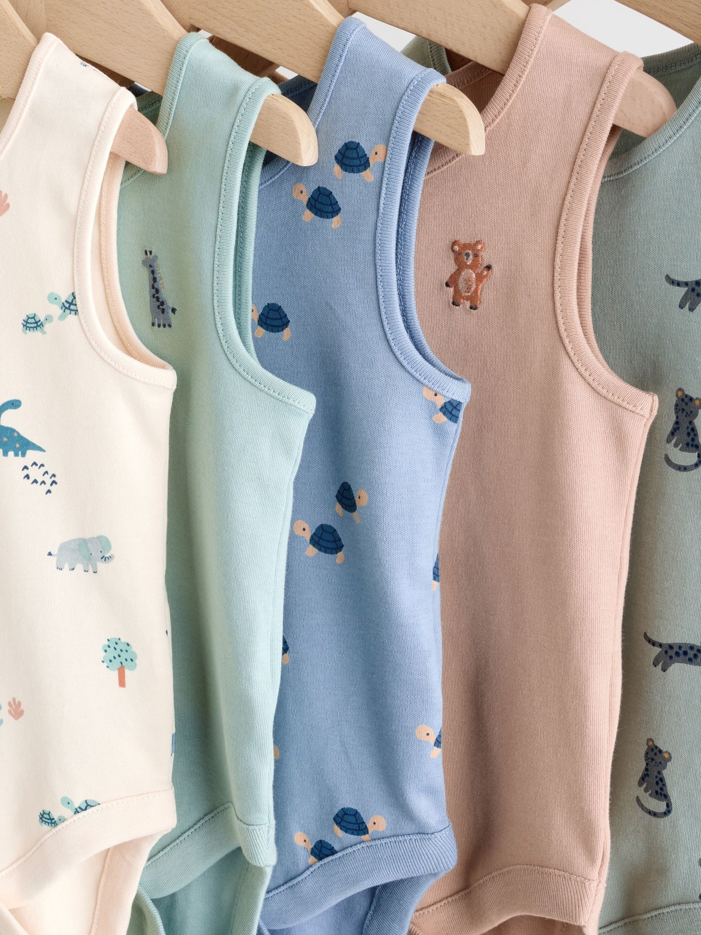 Teal Blue Miniprint Baby Vests 5 Pack image 9