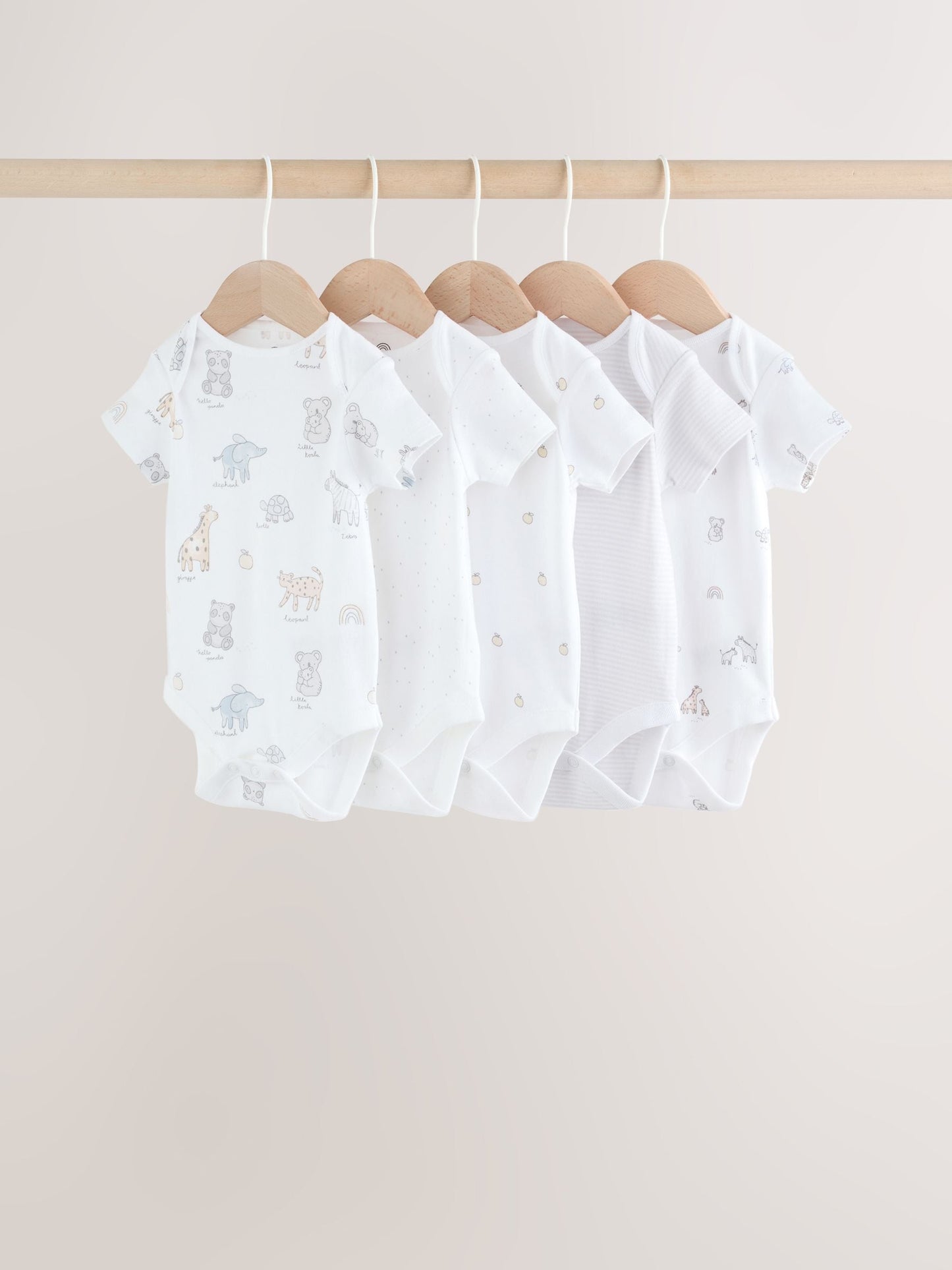 White Short Sleeve Baby Bodysuits 5 Pack image 1