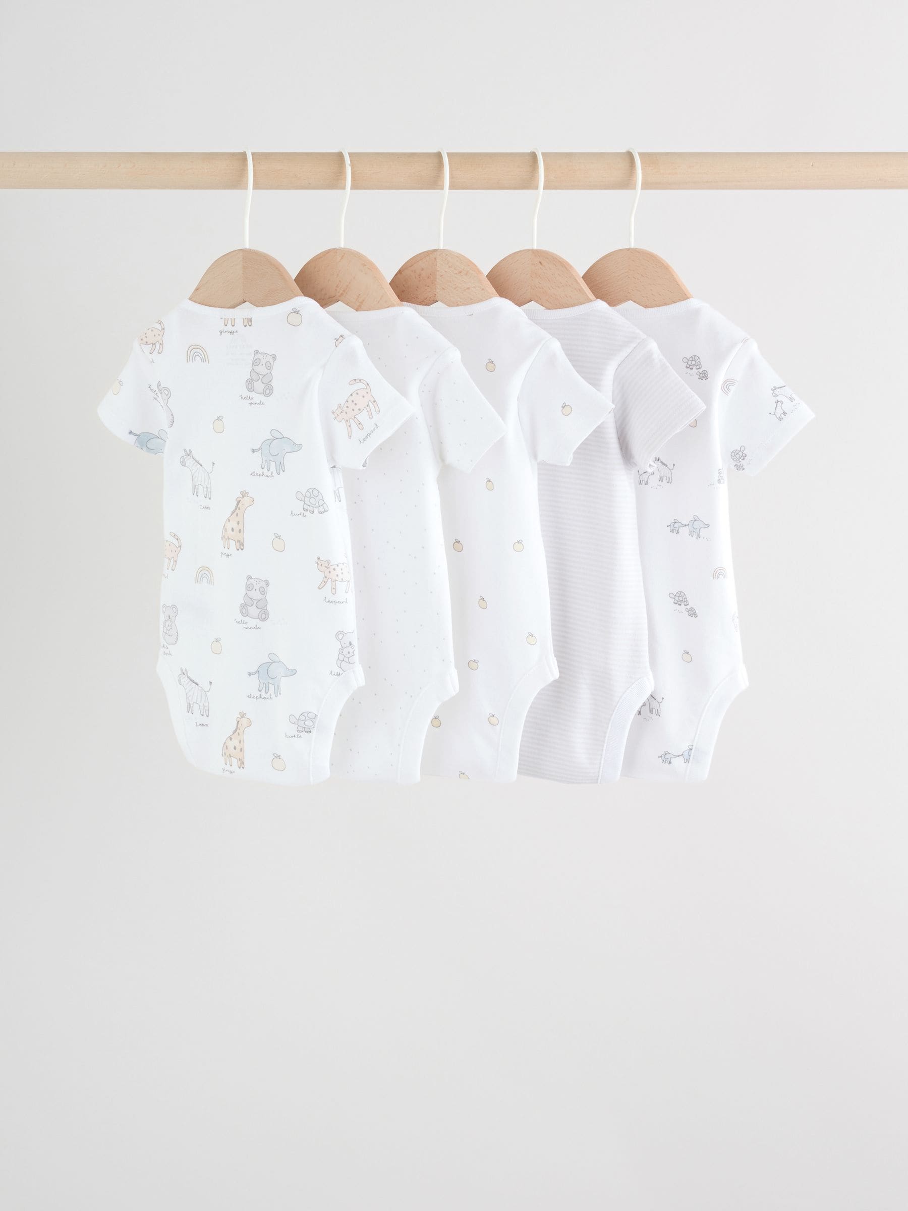 White Short Sleeve Baby Bodysuits 5 Pack image 7