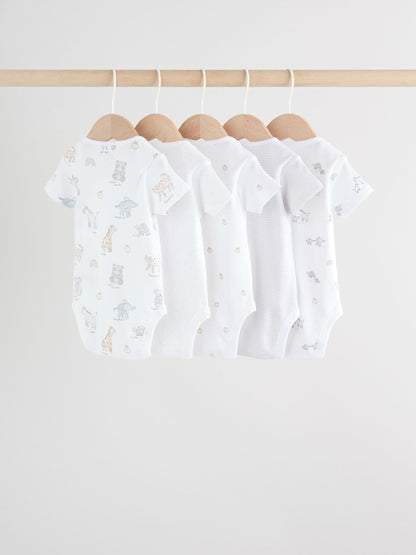 White Short Sleeve Baby Bodysuits 5 Pack image 7