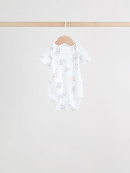 White Short Sleeve Baby Bodysuits 5 Pack image 8
