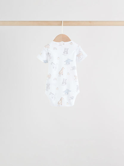 White Short Sleeve Baby Bodysuits 5 Pack image 9