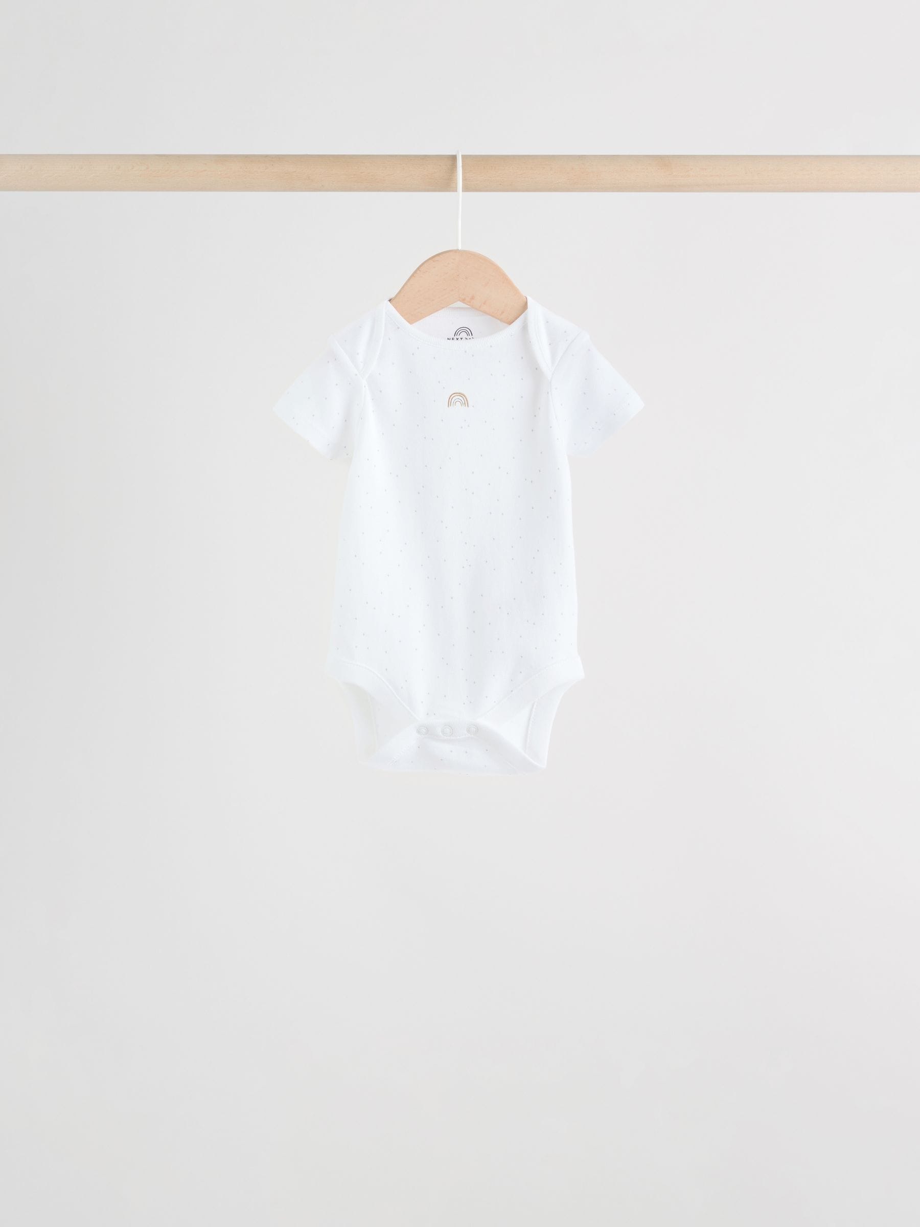 White Short Sleeve Baby Bodysuits 5 Pack image 5