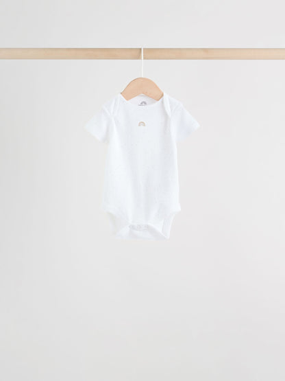 White Short Sleeve Baby Bodysuits 5 Pack image 5