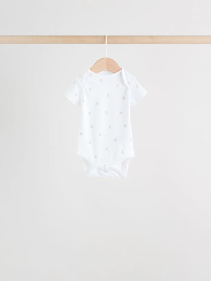 White Short Sleeve Baby Bodysuits 5 Pack image 6