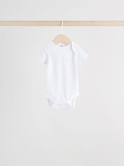 White Short Sleeve Baby Bodysuits 5 Pack image 7