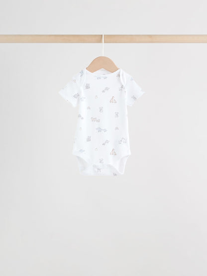 White Short Sleeve Baby Bodysuits 5 Pack image 8