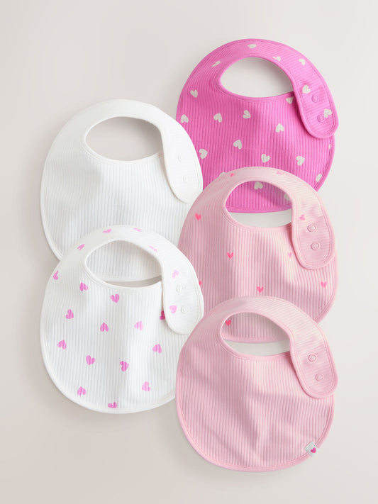Pink Baby Bibs 5 Pack image 1