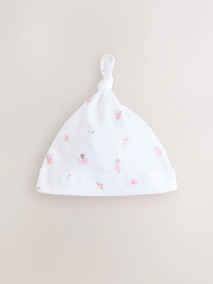 Pink/White Tie Top Baby Beanies 3 Pack (0-12mths)