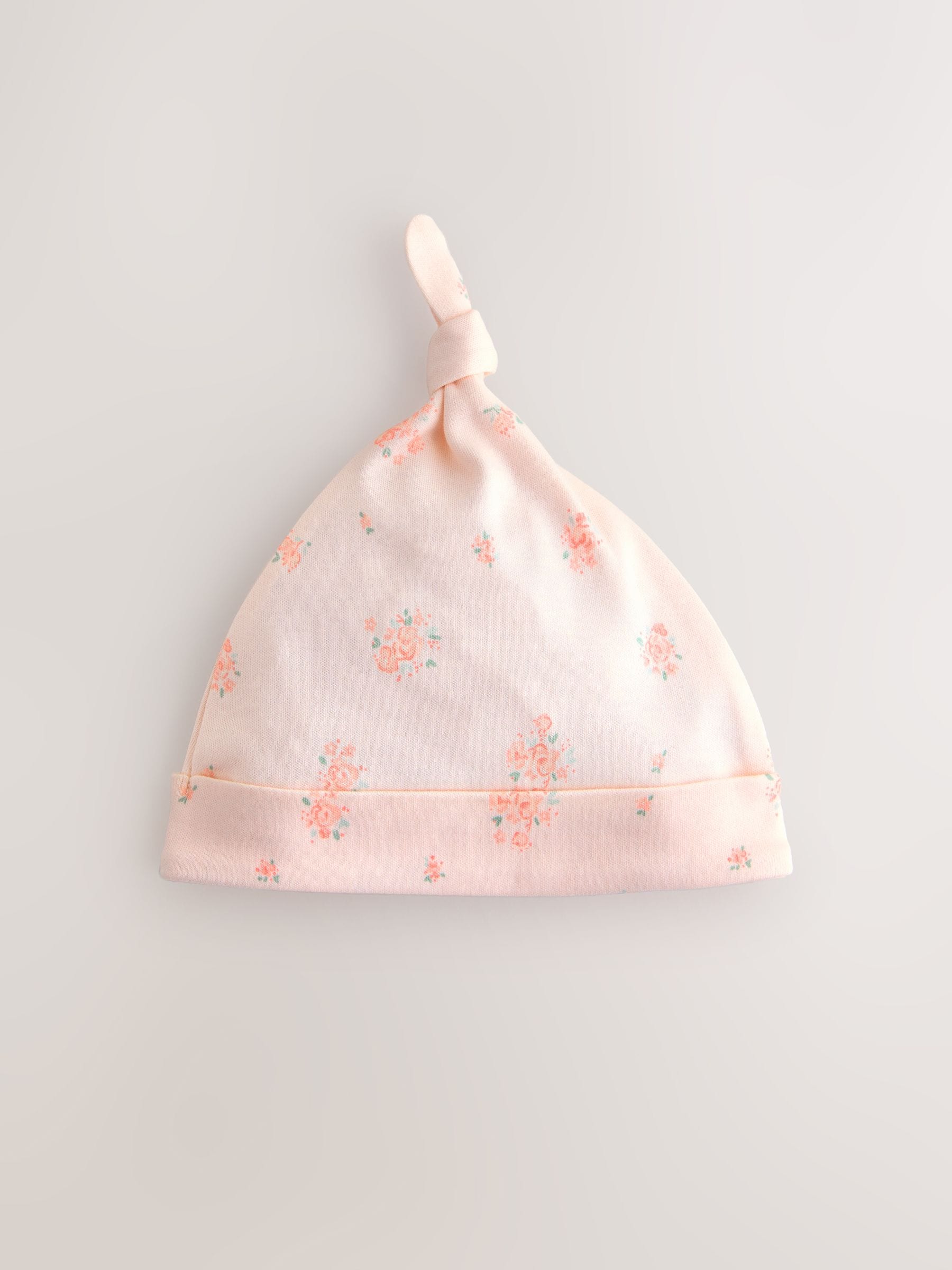 Pink/White Tie Top Baby Beanies 3 Pack (0-12mths) image 3