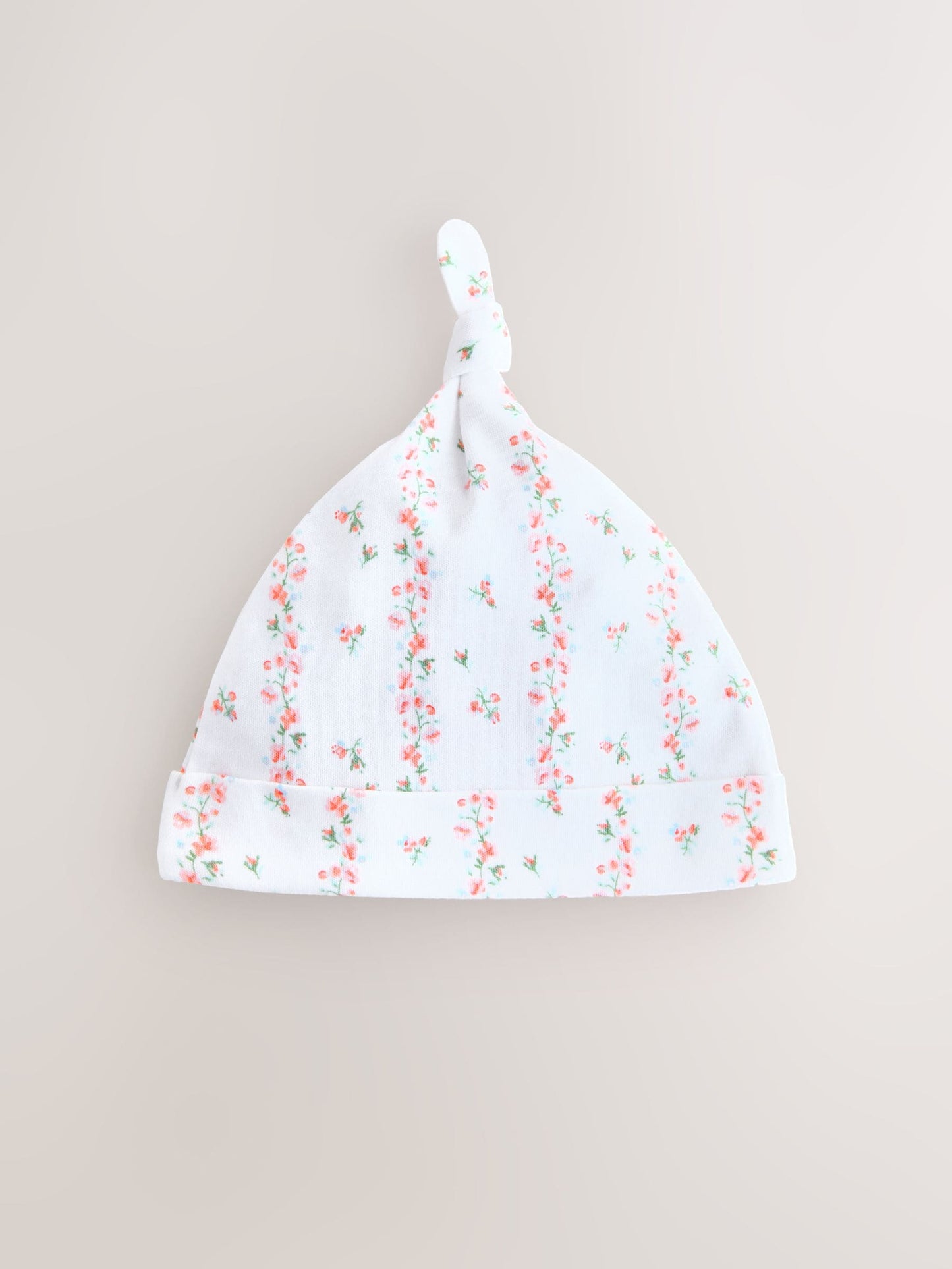 Pink/White Tie Top Baby Beanies 3 Pack (0-12mths) image 4