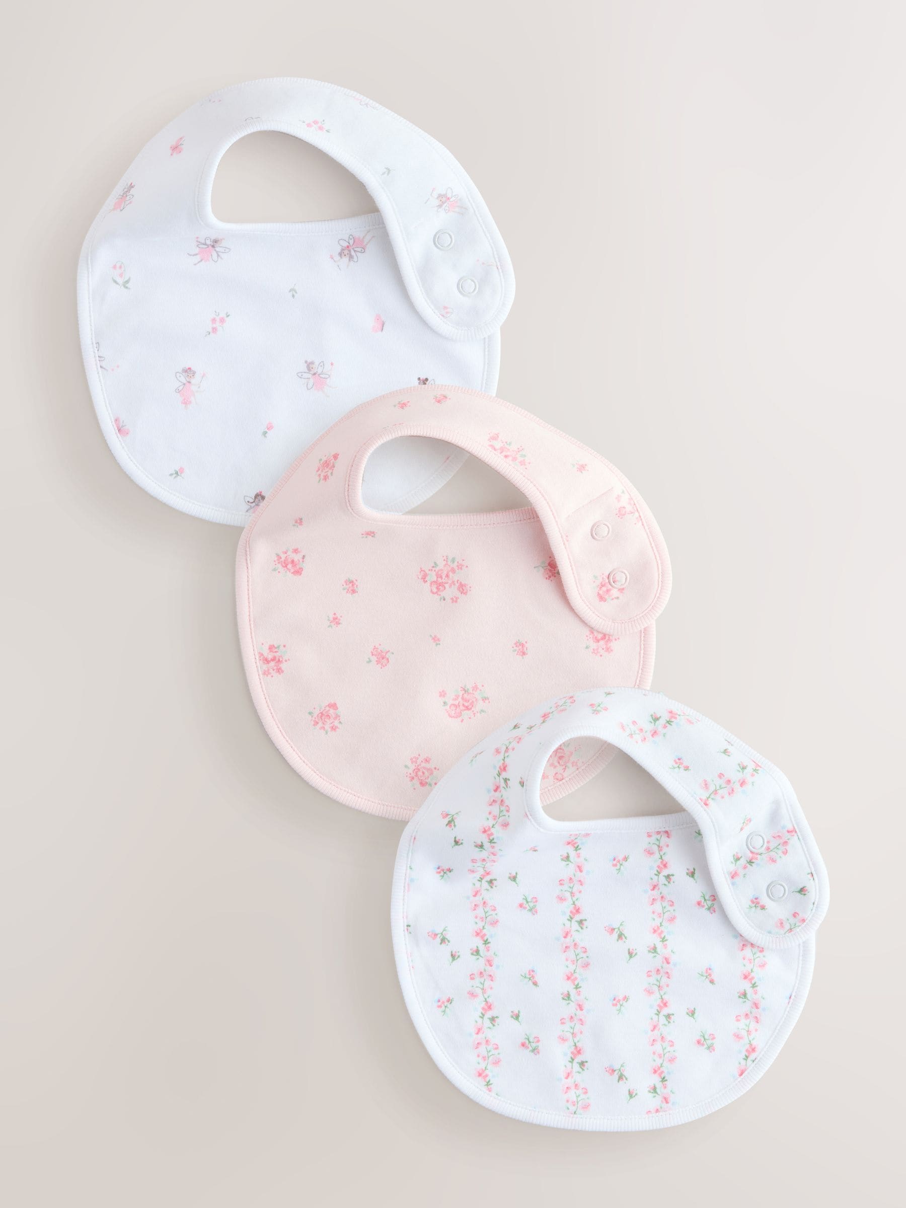 Pink/White Baby Bibs 3 Pack image 1