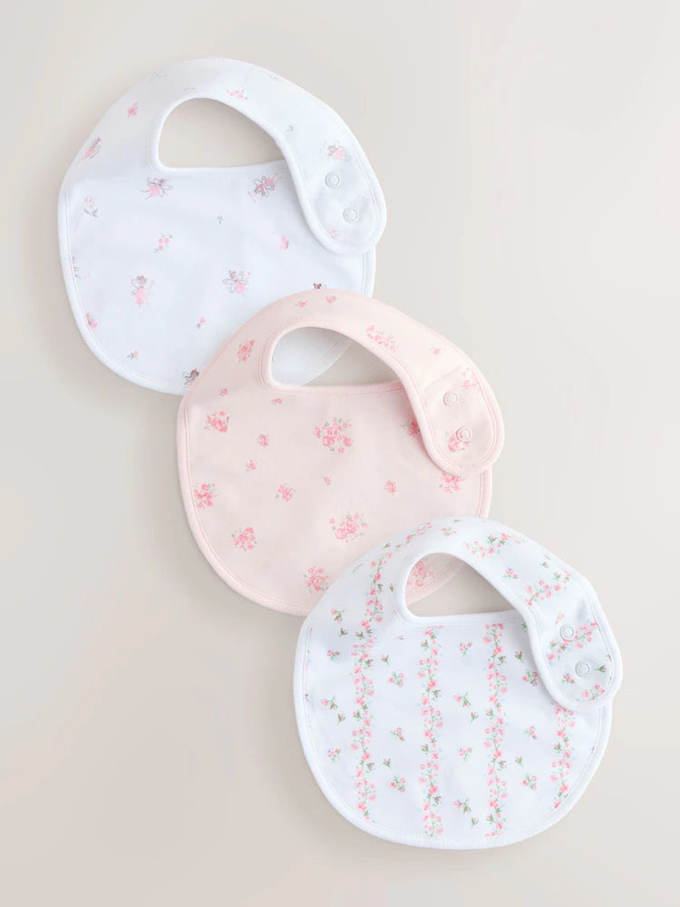Pink/White Baby Bibs 3 Pack