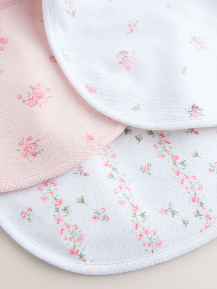 Pink/White Baby Bibs 3 Pack