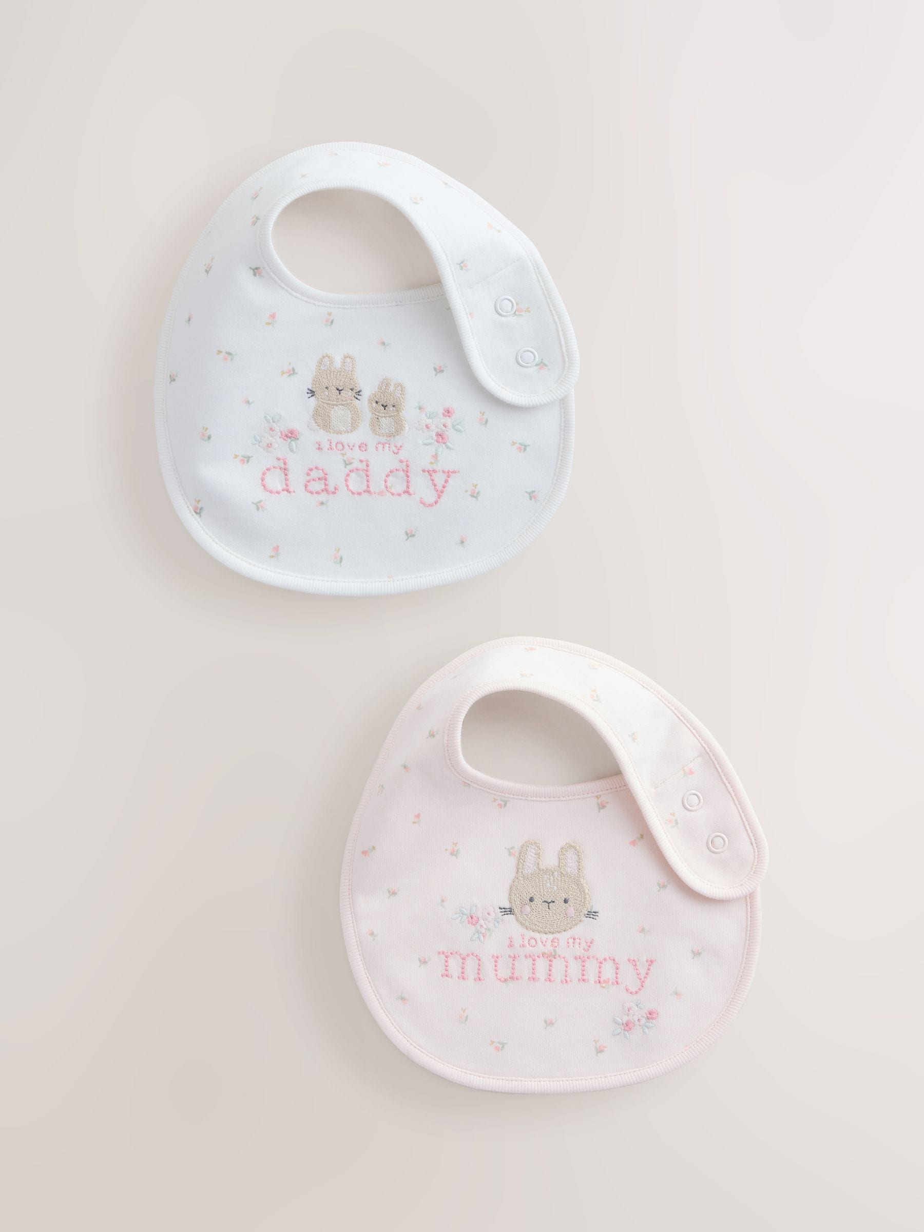 Pink Mummy/Daddy Family Baby Bibs 2 Pack image 1