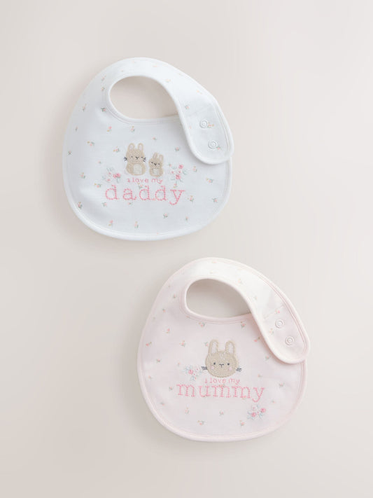 Pink Mummy/Daddy Family Baby Bibs 2 Pack image 1