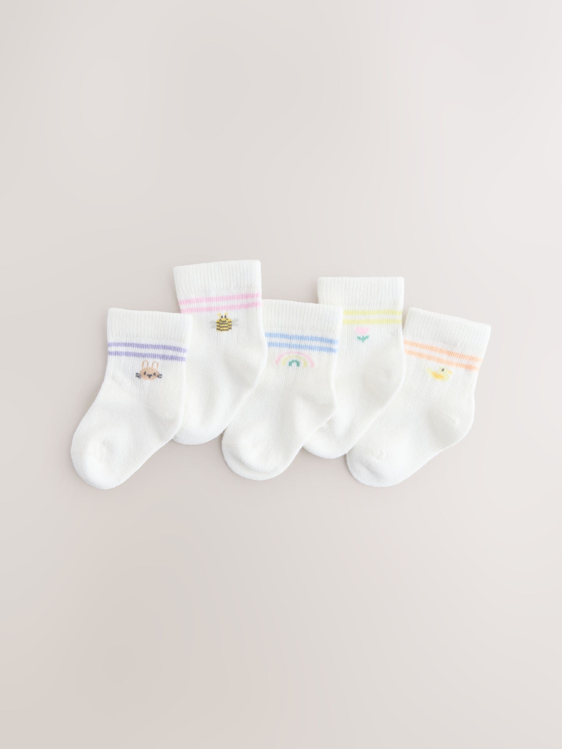 White Baby Socks 5 Pack image 1