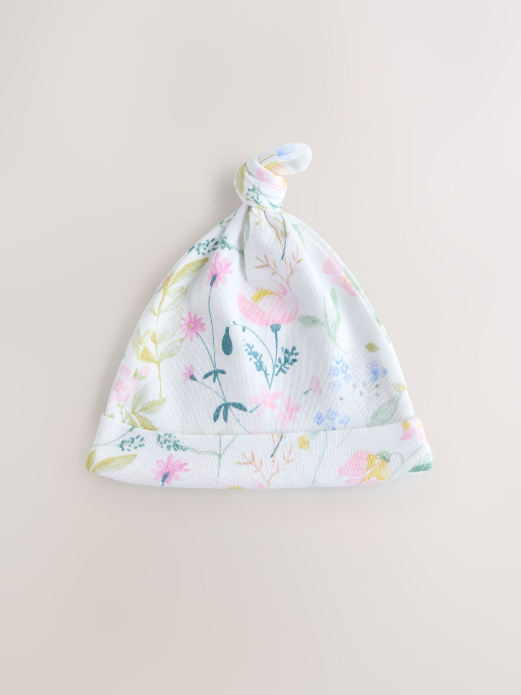 Pink Tie Top Baby Beanie 3 Pack (0-12mths) image 3