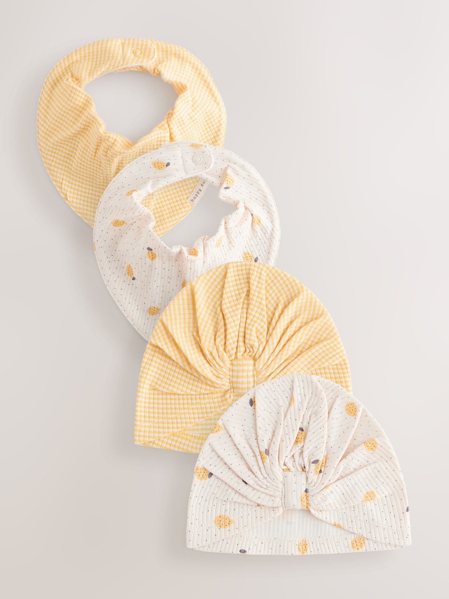 Yellow Baby Turban And Dribble Bib Set 4 Piece (0-18mths) image 1