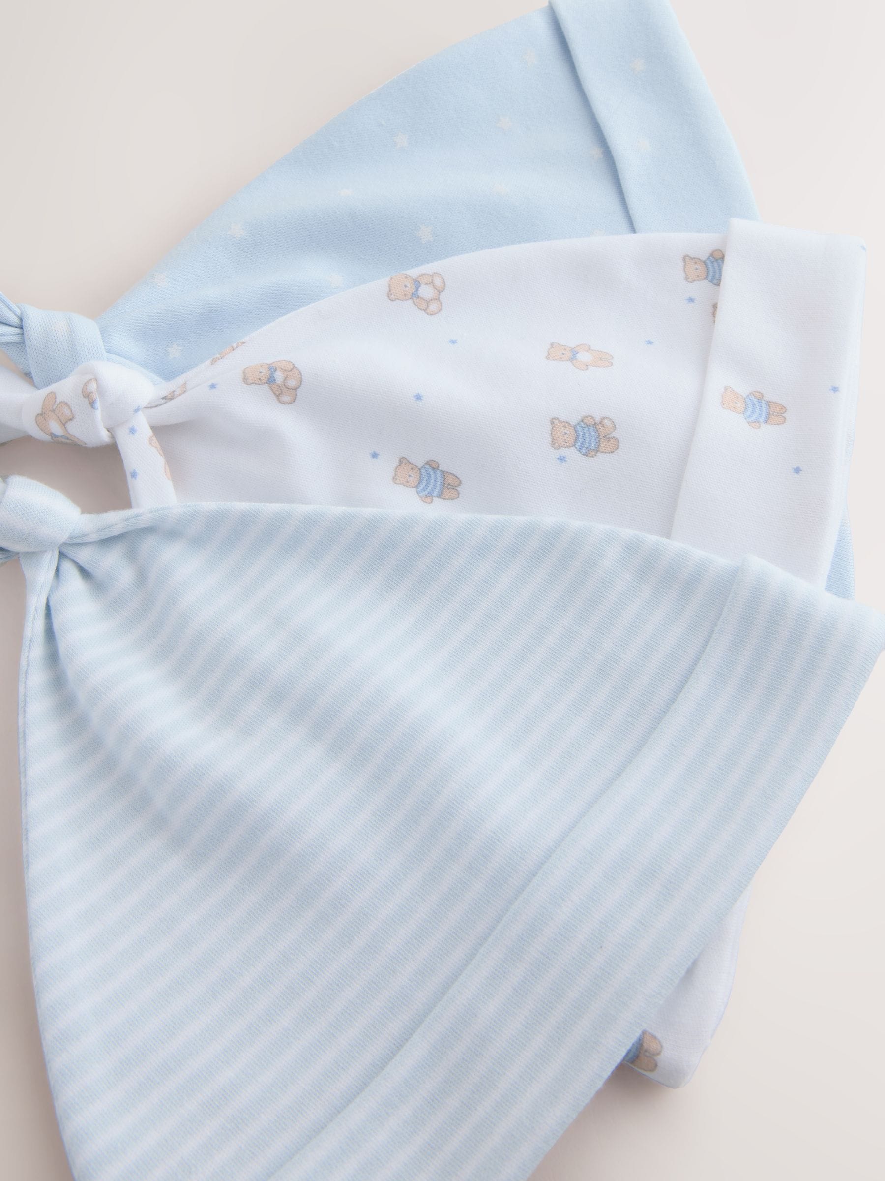 Blue Tie Top Baby Hats 3 Pack (0-12mths) image 3
