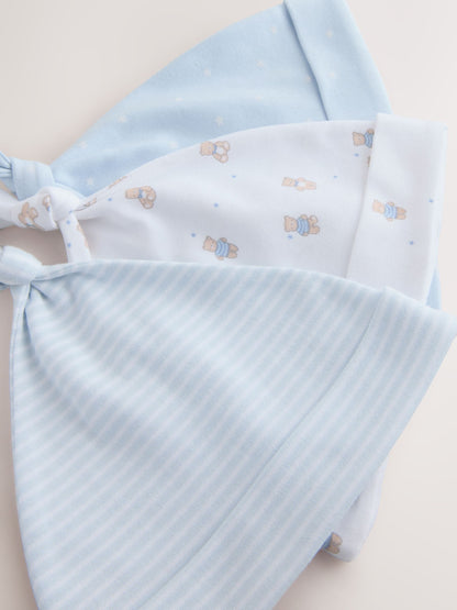 Blue Tie Top Baby Hats 3 Pack (0-12mths) image 3