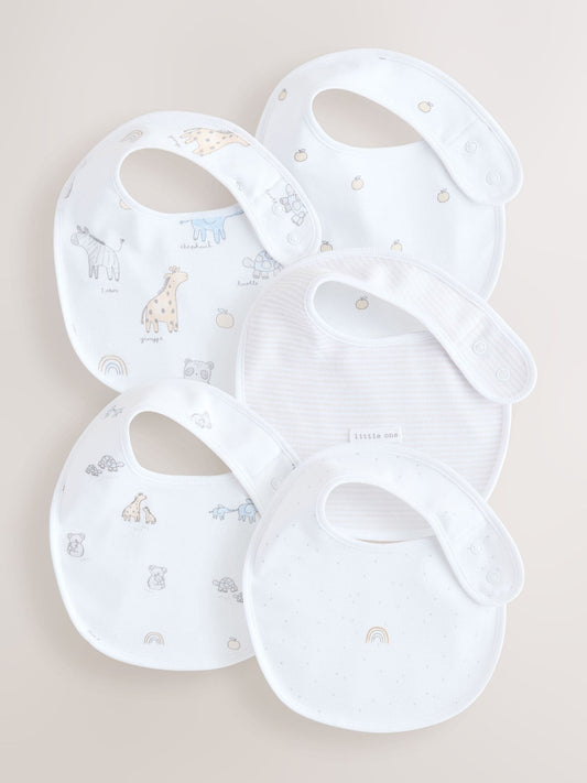 White Baby Bib 5 Pack image 1