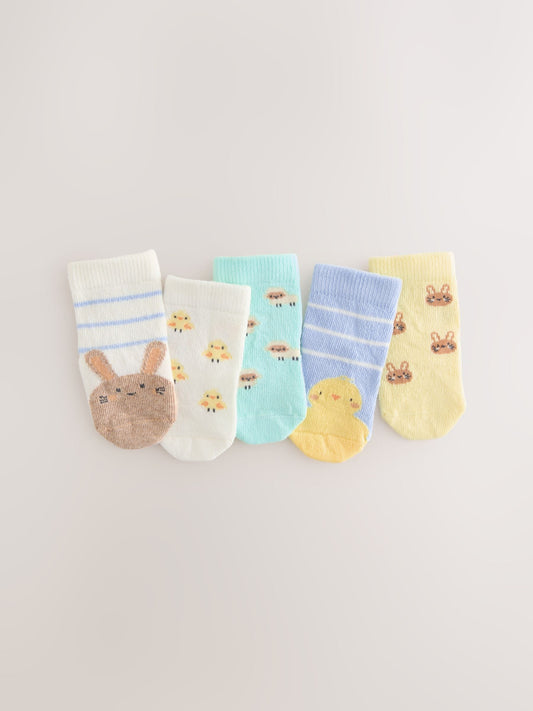 Yellow Baby Character Socks 5 Pack (0mths-2yrs) image 1