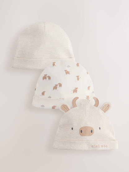 Neutral Hamish Baby Beanies 3 Pack (0-12mths) image 1