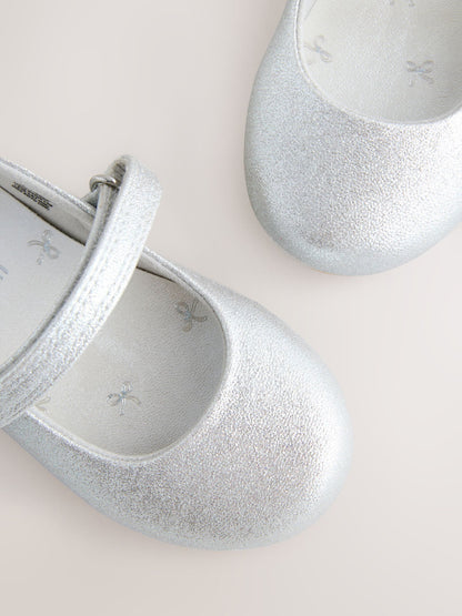 Silver Standard Fit (F) Mary Jane Touch Fastening Occasion Shoes image 3