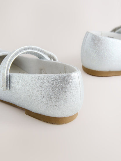 Silver Standard Fit (F) Mary Jane Touch Fastening Occasion Shoes image 4