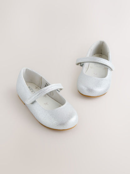 Silver Standard Fit (F) Mary Jane Touch Fastening Occasion Shoes image 1